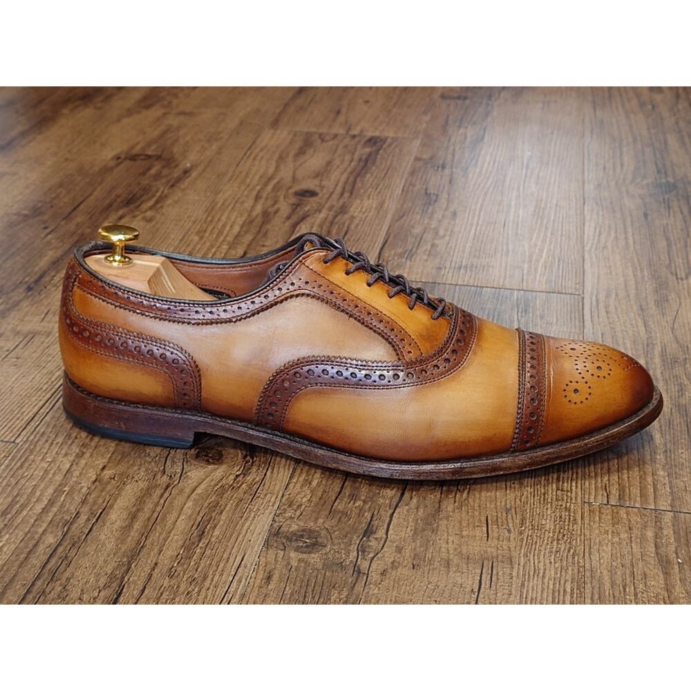 Allen Edmonds Strand 13D Light Brown Patina Burnished Oxford Dress Shoes - Picture 6 of 12